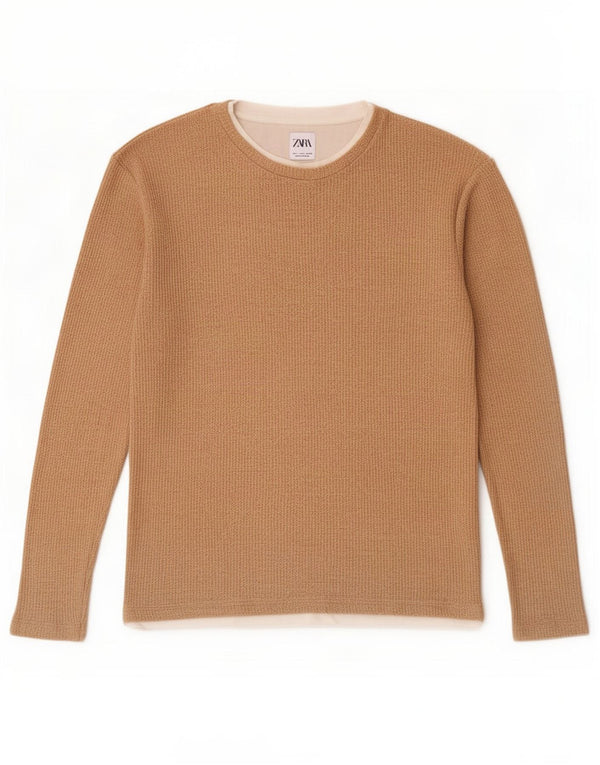 Zara Hombre Top Manga Larga Small Algodón Beige