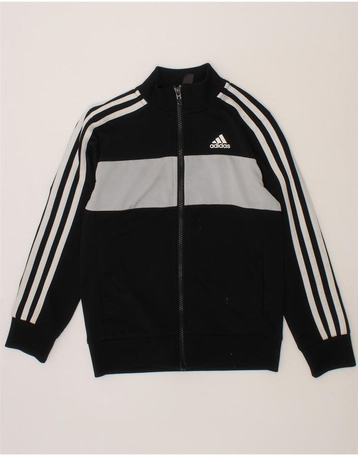 ADIDAS Boys Tracksuit Top Jacket 7-8 Years Black Colourblock Polyester Vintage Adidas and Second-Hand Adidas from Messina Hembry 