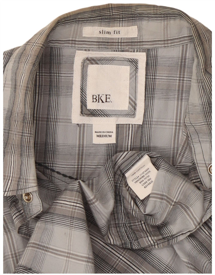 BKE Camisa Slim Fit De Algodón A Cuadros Gris Medio Hombre