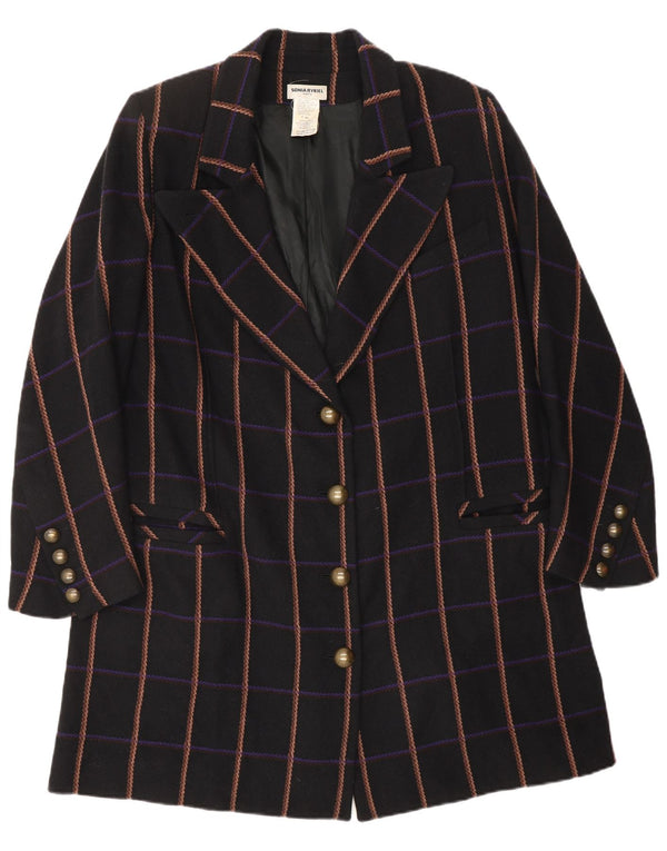 SONIA RYKIEL Chaqueta tipo blazer larga de 4 botones para mujer EU 44 XL Black Check