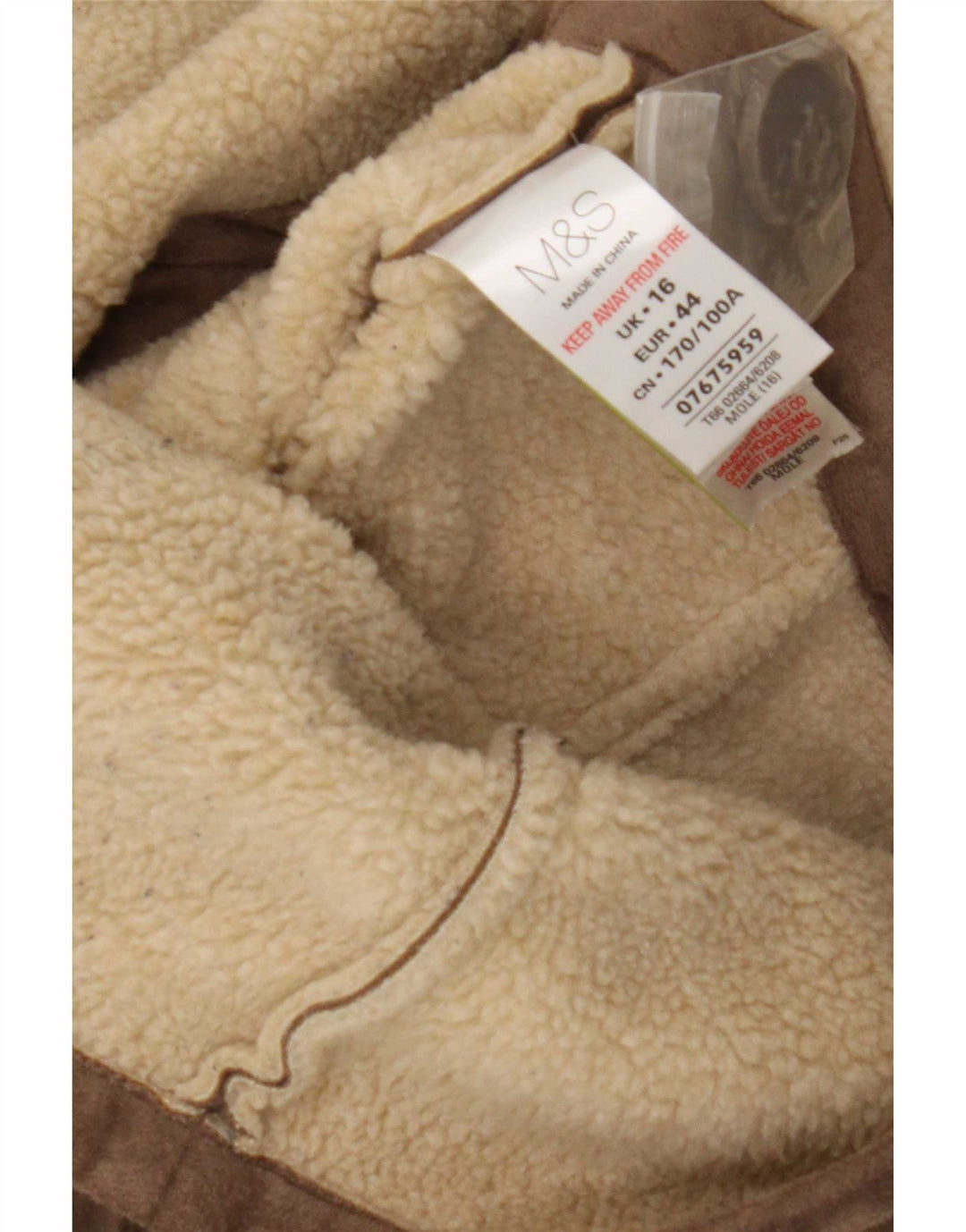 Marks & Spencer Chaqueta Sherpa para Mujer UK 46 Grande Poliéster Marrón
