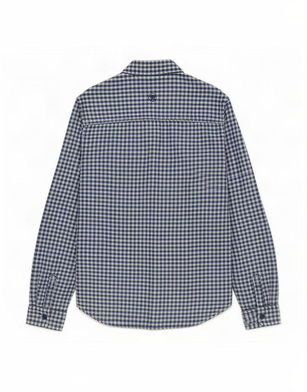 Camisa de franela para niño Fat Face 10-11 años Algodón a cuadros azul marino