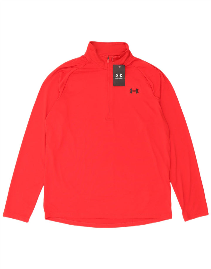 Under Armour Chándal holgado con cremallera y cuello para hombre, talla grande, color rojo
