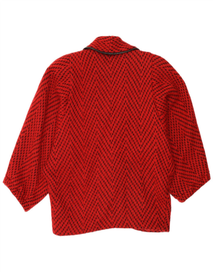 Vintage mujer punto Batwing chaqueta Reino Unido 14 grande rojo Chevron