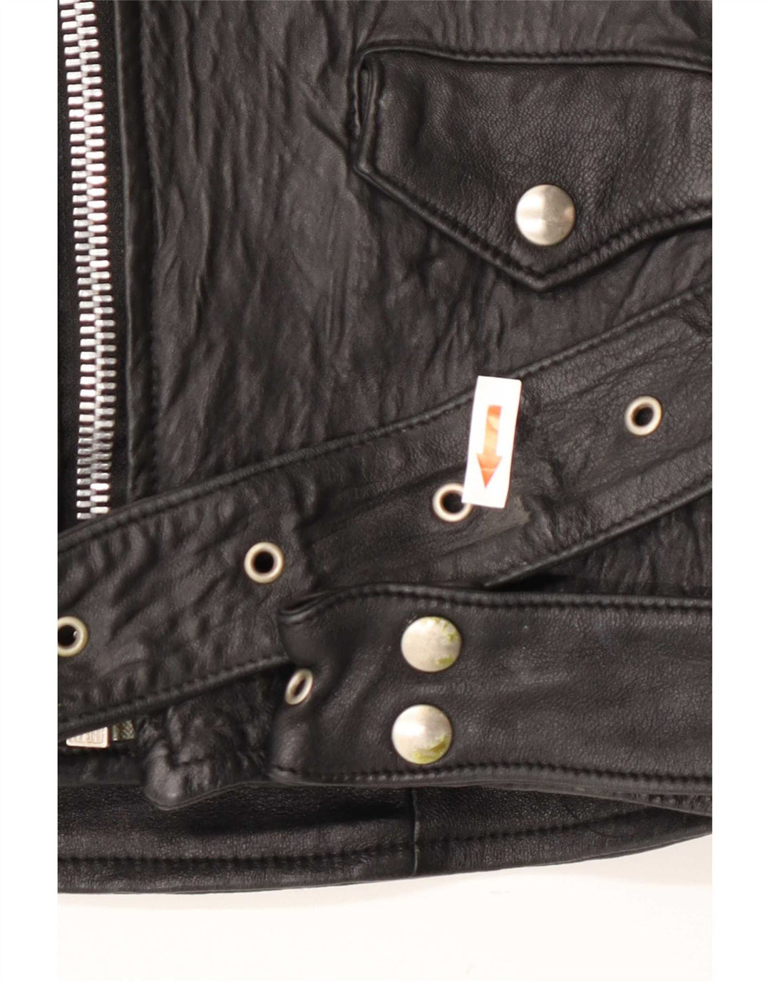 Chaqueta motera de cuero vintage para hombre UK 38 Medium Black