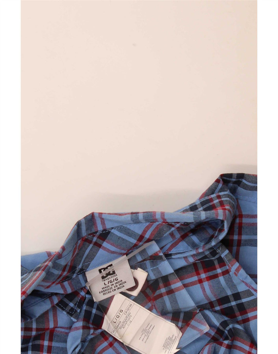 Camisa de manga corta DC para hombre, algodón a cuadros azul grande