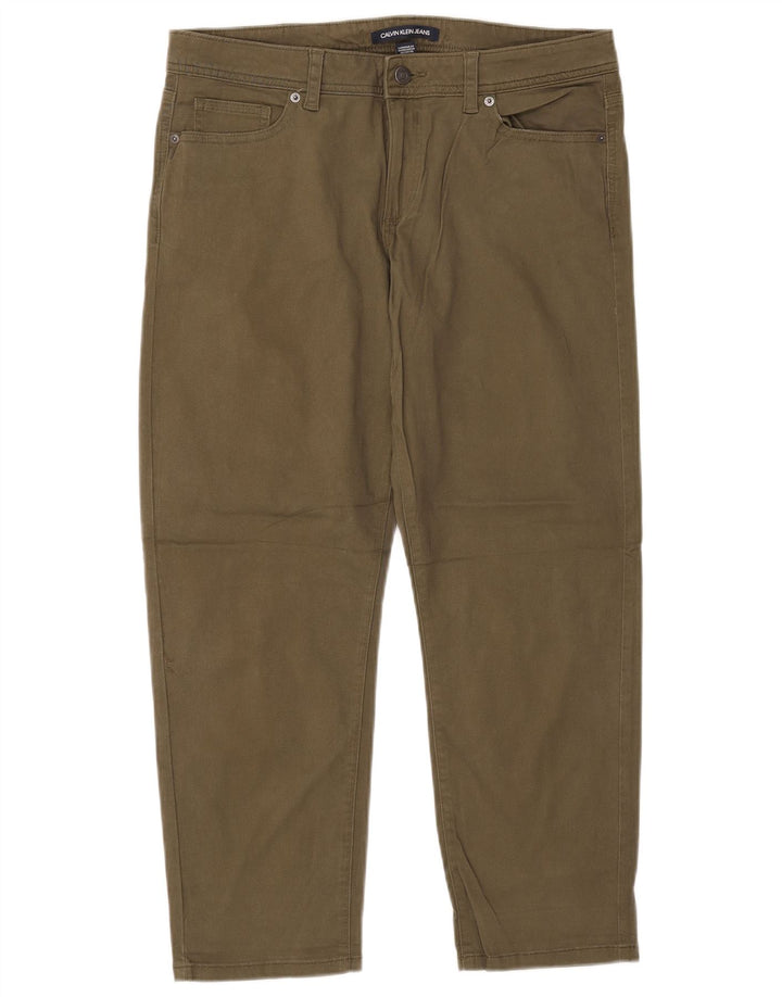 CALVIN KLEIN Pantalones cortos cónicos para mujer US 12 Large W34 L26 Caqui