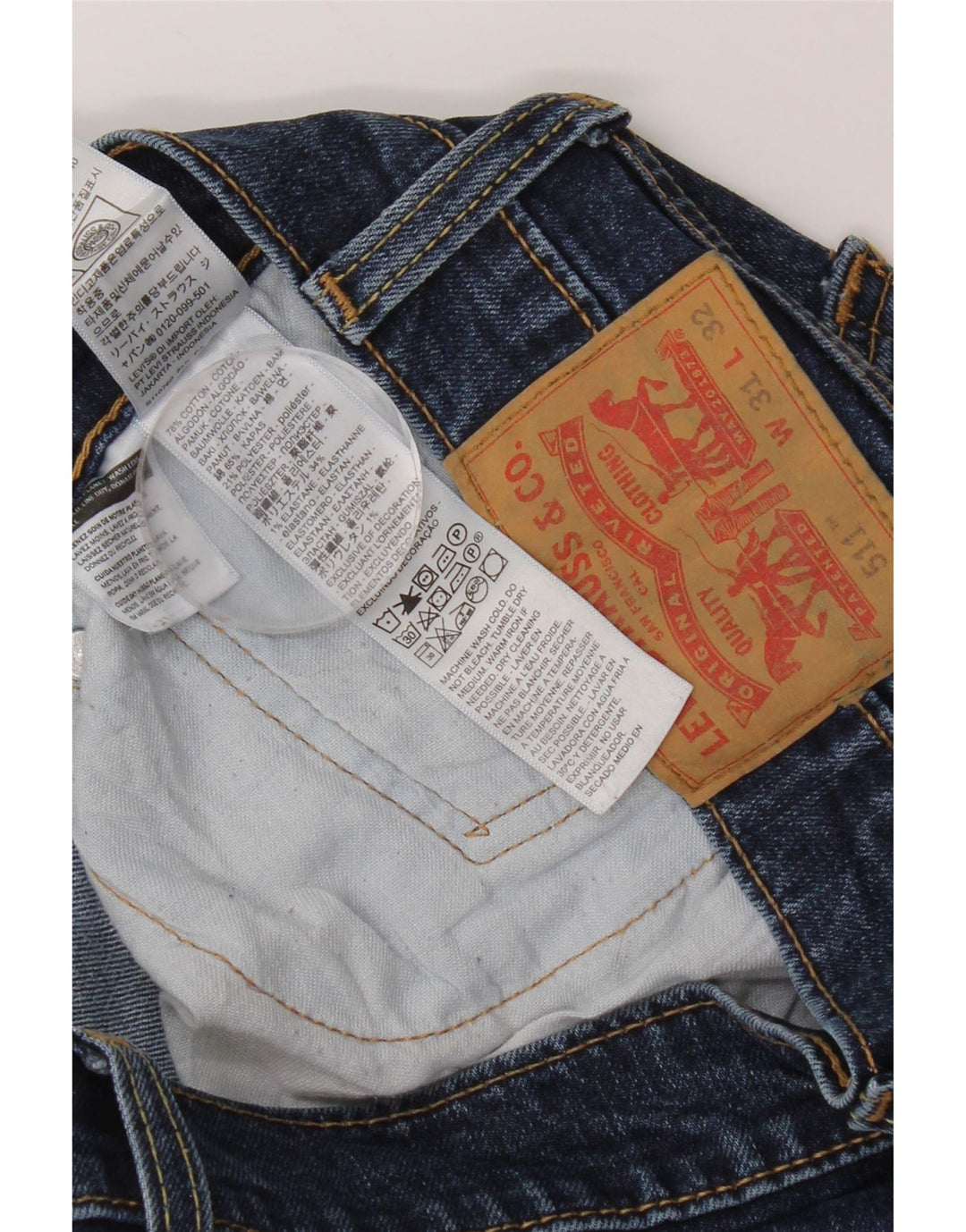 Levi's Hombre 511 Slim Jeans W31 L32 Algodón Azul