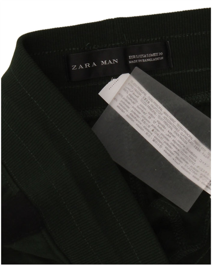 Zara Hombre Pantalones De Chándal Pequeño Algodón Color Block Verde