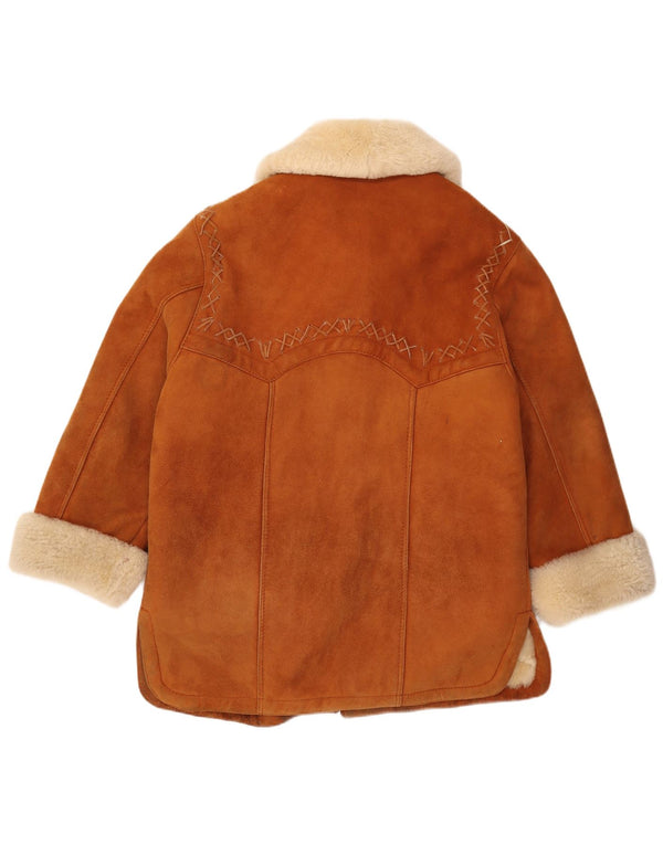 Vintage mujer oversize shearling abrigo Reino Unido 18 XL Marrón