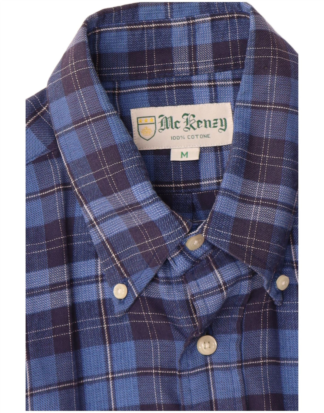 MC Kenzy Camisa de franela para hombre Algodón a cuadros azul medio