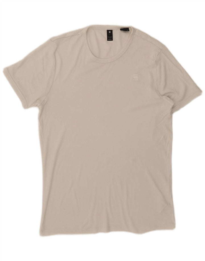 G-Star Hombre Camiseta Top Medium Blanco Algodón