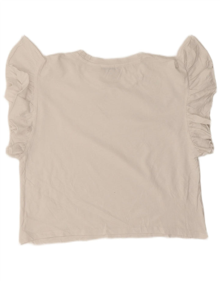 Zara Mujer Camiseta Corta Extragrande UK 10 Small Blanco