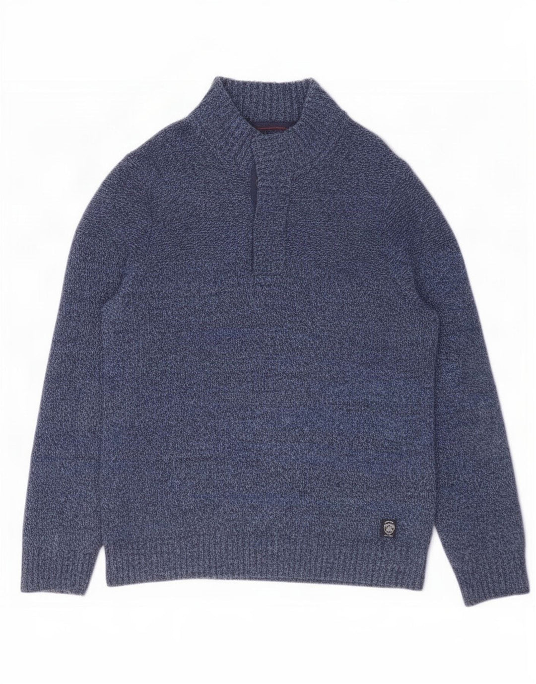 Suéter tipo jersey con cuello y botones para hombre de Fat Face, tamaño grande, de lana a rayas, color azul marino