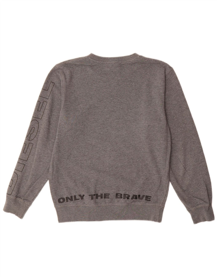 Diesel Hombre Sudadera Gráfica Jersey Pequeño Algodón Gris