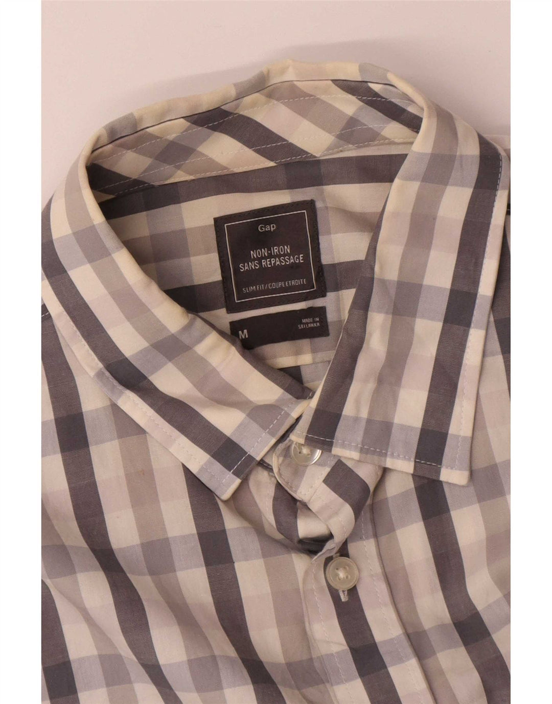 Camisa Gap Hombre Slim Fit De Algodón A Cuadros Gris Medio