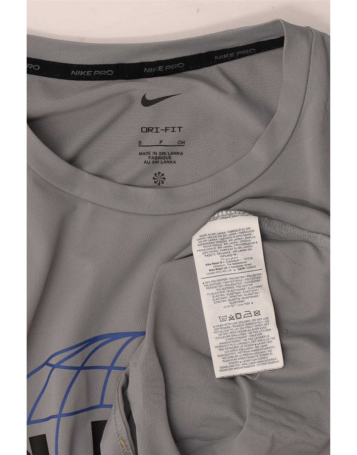 Nike Dri Fit Graphic Camiseta para hombre, talla pequeña, poliéster gris