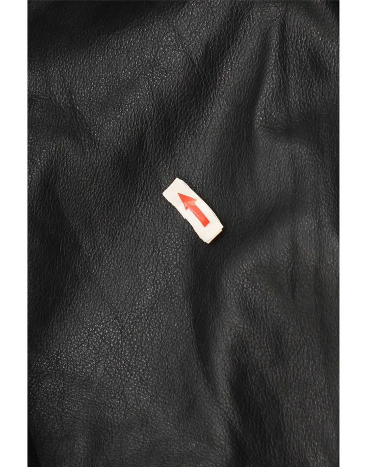 Chaqueta de cuero vintage para hombre Reino Unido 42 XL Negro