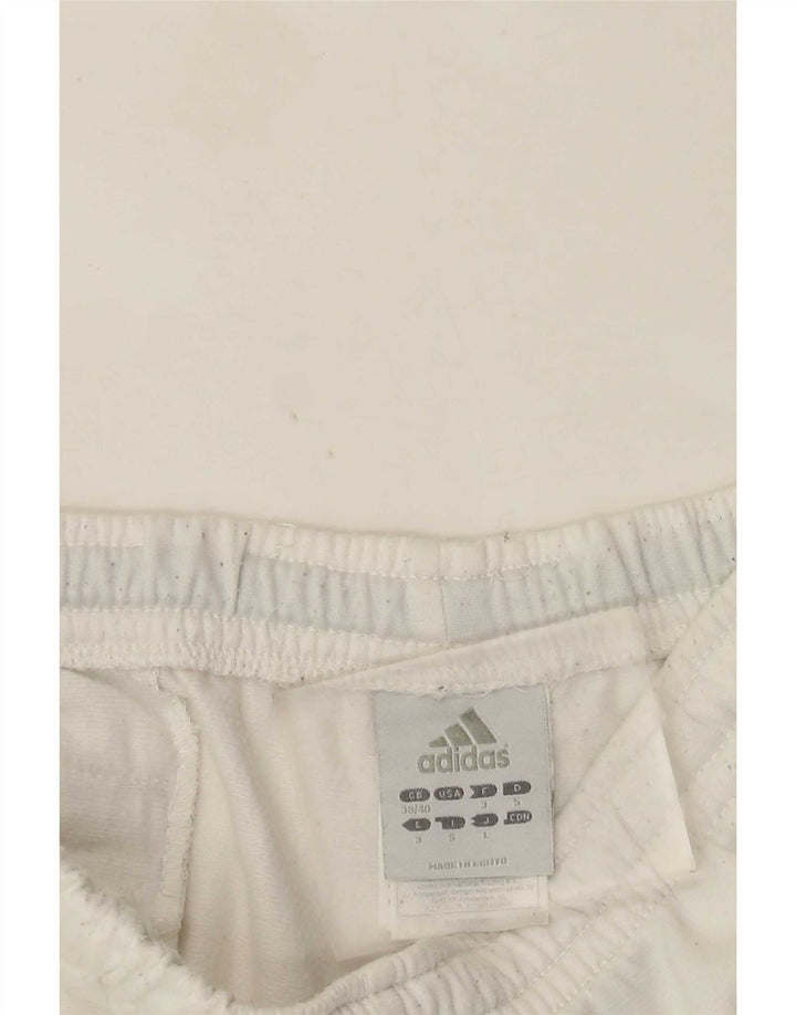 Adidas Pantalones de chándal para hombre UK 38/40 Medium Blanco Poliéster
