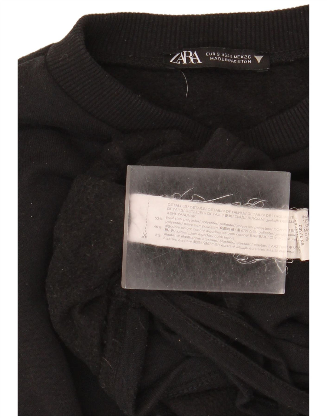 Zara Mujer Sudadera Jumper UK 10 Small Negro Poliéster