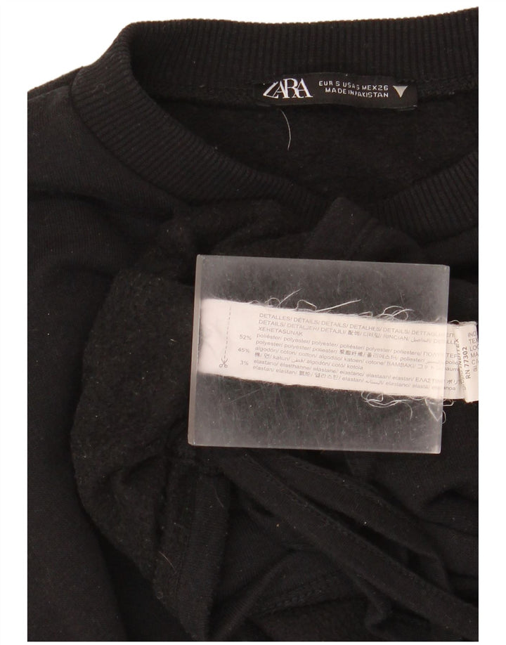 Zara Mujer Sudadera Jumper UK 10 Small Negro Poliéster