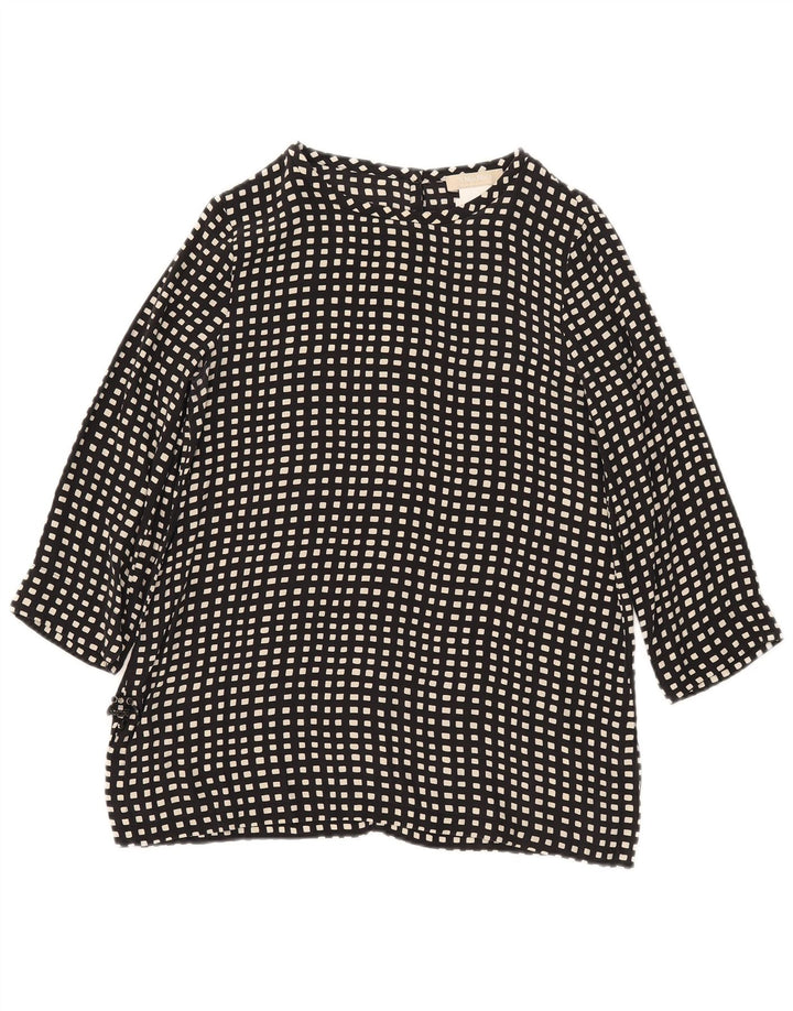 Max Mara Blusa de manga 3/4 para mujer Top UK 10 Small Seda geométrica negra