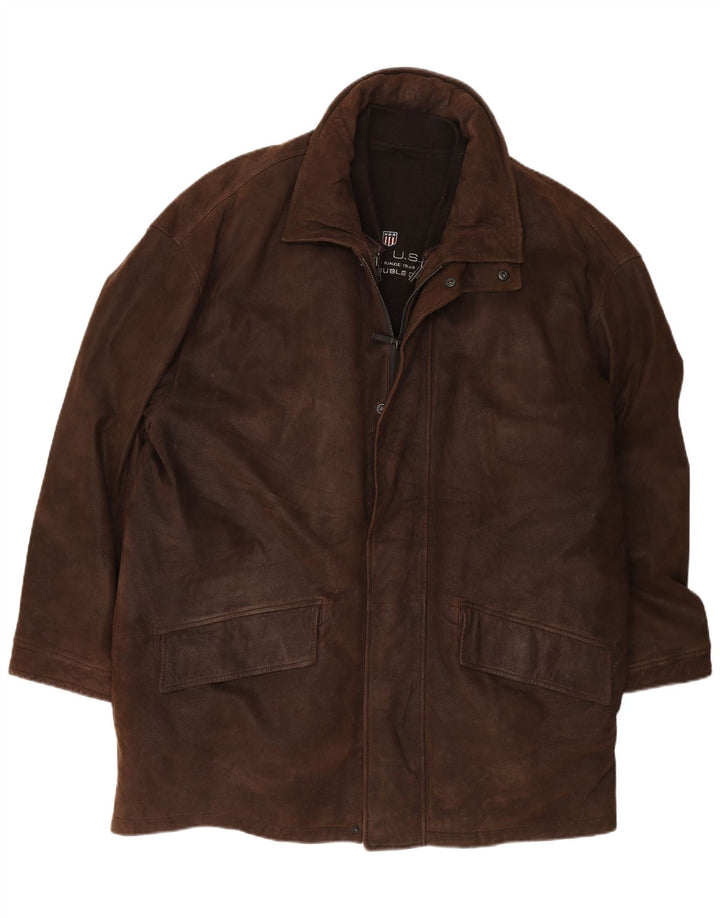 Gant Abrigo cortavientos de cuero holgado para hombre UK 38 Marrón medio