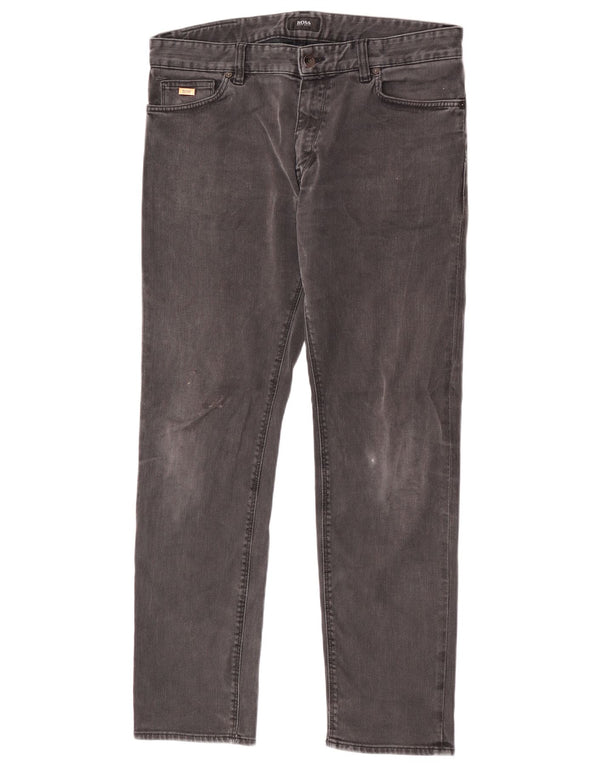 Hugo Boss Vaqueros rectos de corte regular Maine para hombre W34 L30 Gris