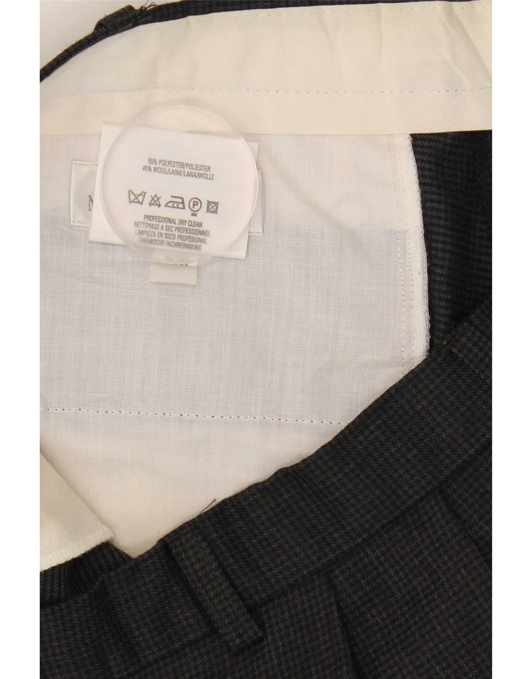 Marks & Spencer Pantalón de traje con pinzas para hombre W38 L31 Gris pata de gallo