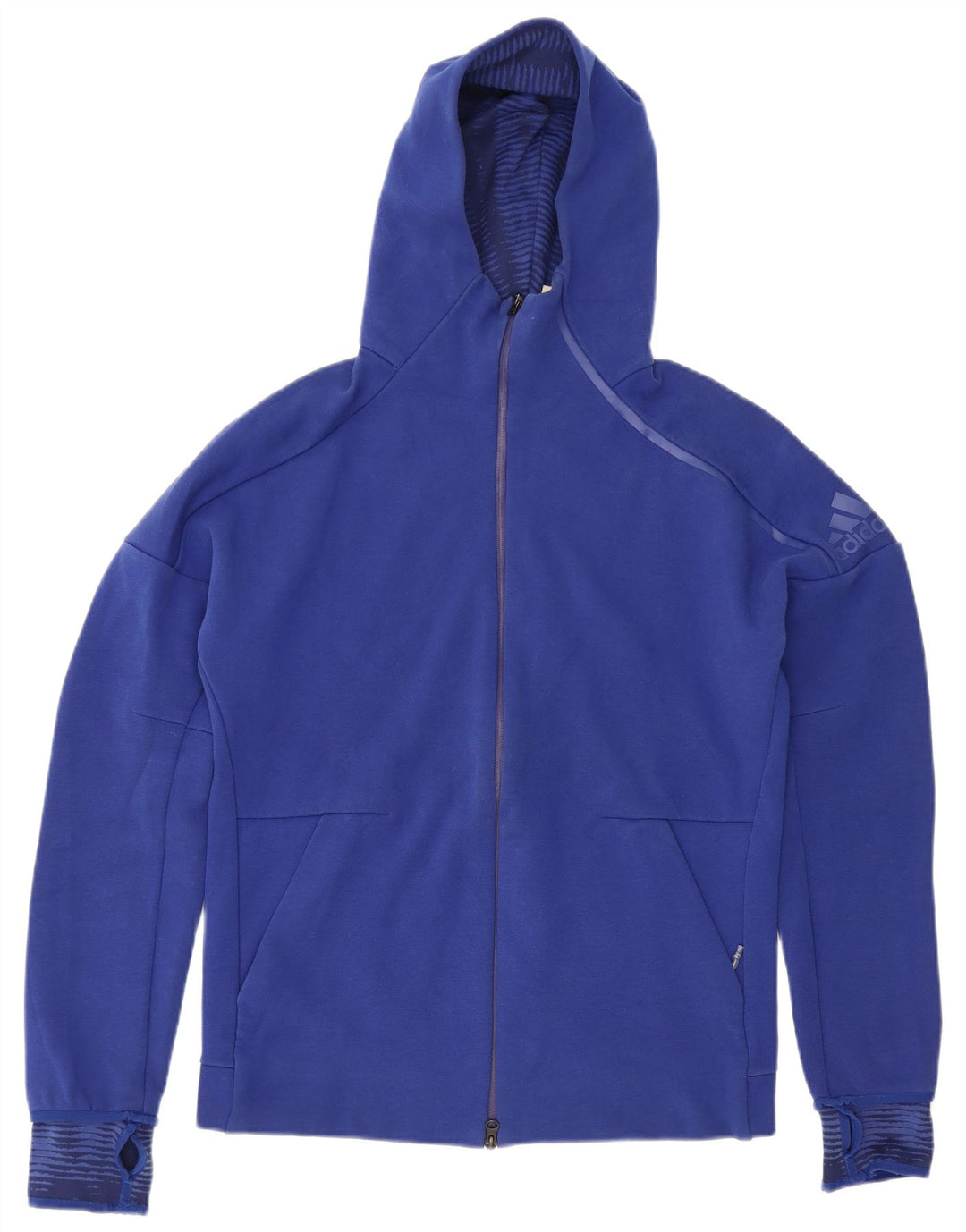Adidas - Sudadera con capucha y cremallera para hombre, algodón azul medio