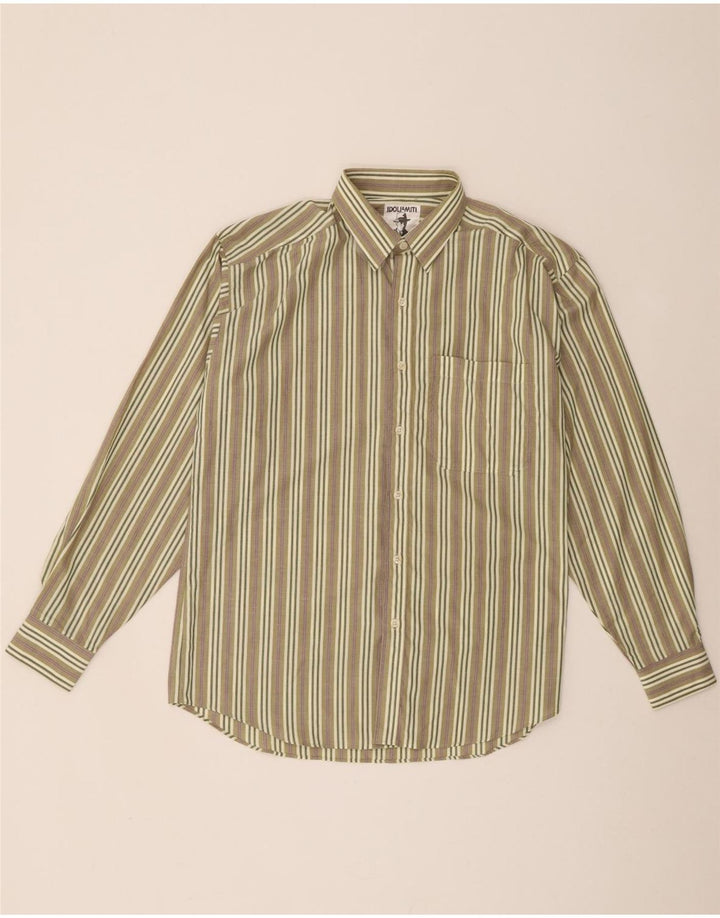 Camisa vintage para hombre de rayas caqui medianas