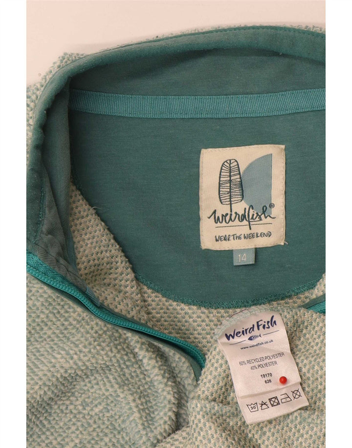 Weird Fish Sudadera con cuello y cremallera para mujer, talla 40, poliéster verde grande