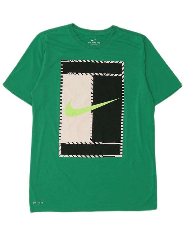 NIKE Mens Dri Fit Graphic T-Shirt Top Medium Green