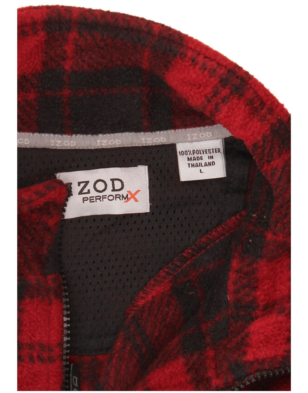 Izod Jersey de forro polar con cuello y cremallera para hombre Poliéster a cuadros rojos grandes