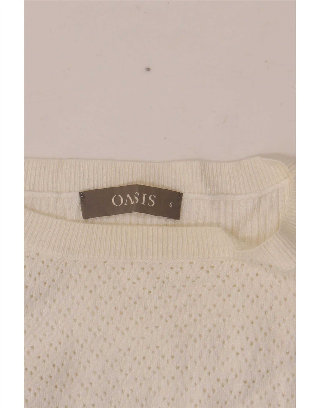 Oasis Suéter tipo jersey de gran tamaño con cuello barco para mujer UK 10 Small White Viscosa