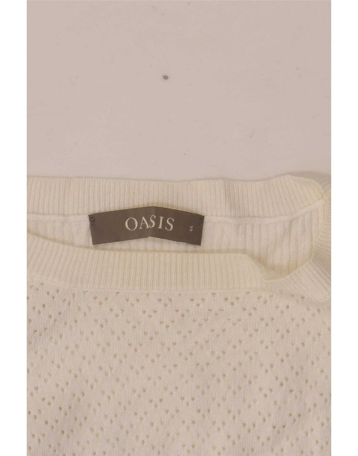 Oasis Suéter tipo jersey de gran tamaño con cuello barco para mujer UK 10 Small White Viscosa