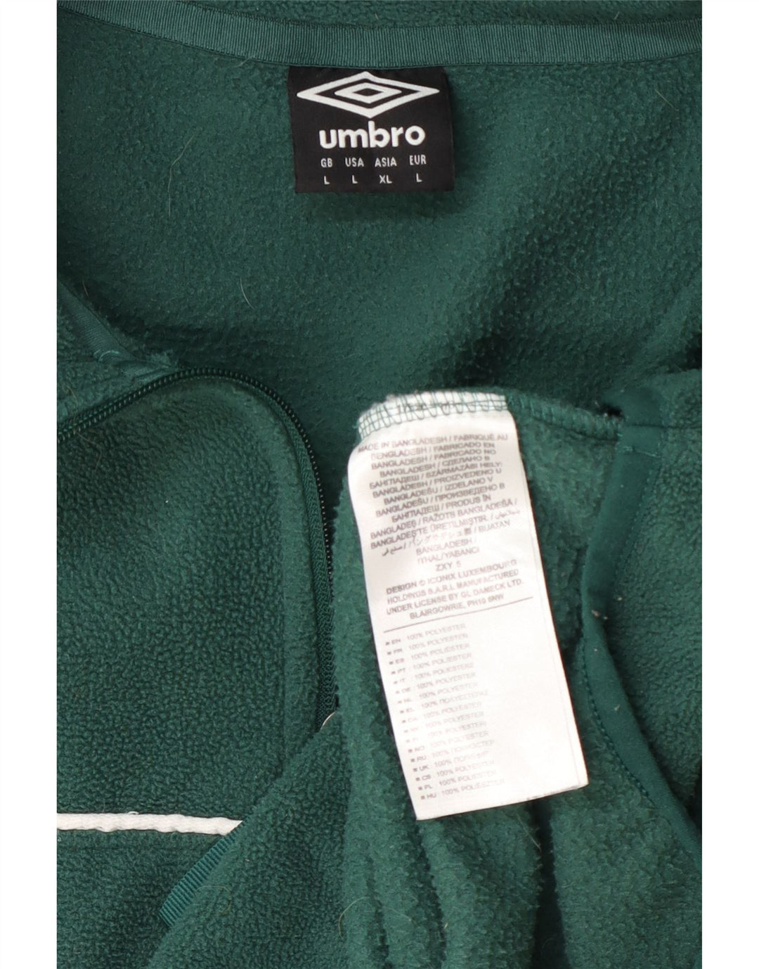 Umbro Jersey de forro polar con cuello y cremallera gráfico para hombre Poliéster verde grande