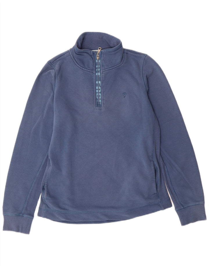 FAT FACE Sudadera con Cuello y Cremallera para Mujer UK 40 Algodón Azul Medio