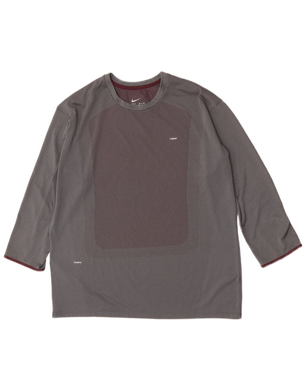 Nike - Camiseta de manga 3/4 para hombre, talla 2XL, color gris