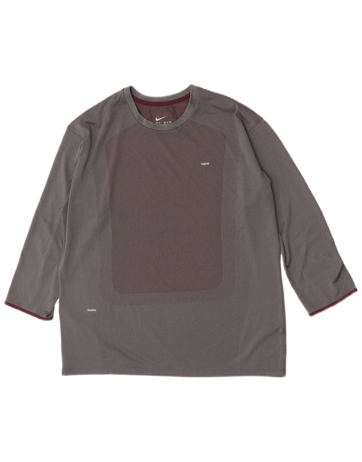 Nike - Camiseta de manga 3/4 para hombre, talla 2XL, color gris