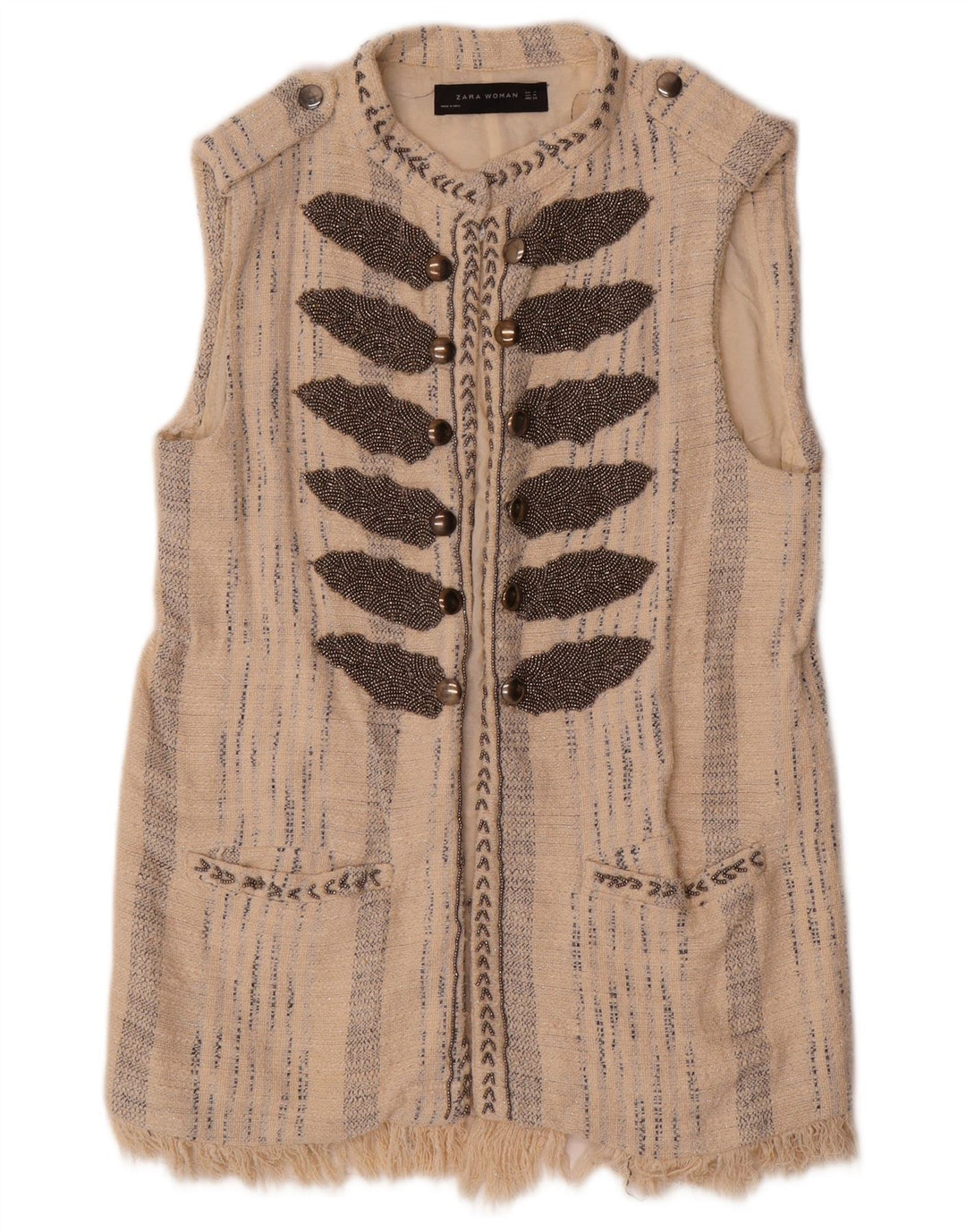 Zara Mujer Chaleco Abierto UK 42 Medio Beige