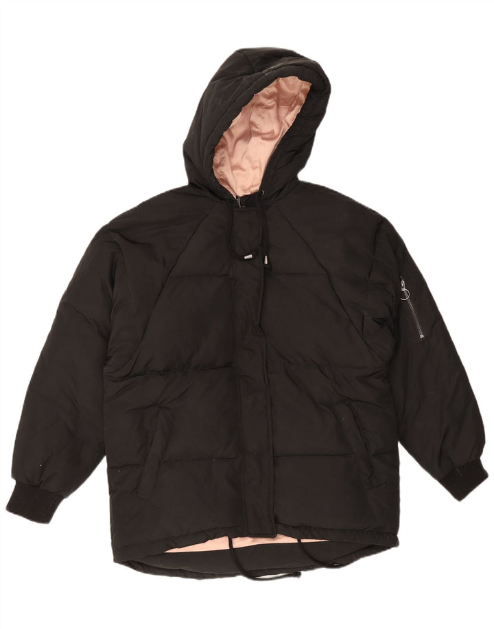 Topshop Chaqueta acolchada extragrande con capucha para mujer UK 8 Small Poliéster negro