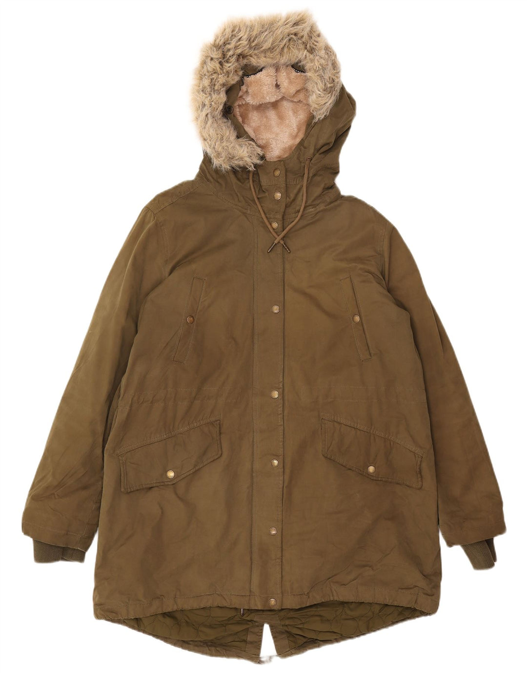 FAT FACE Parka con capucha para mujer UK 46 Large Caqui Poliéster
