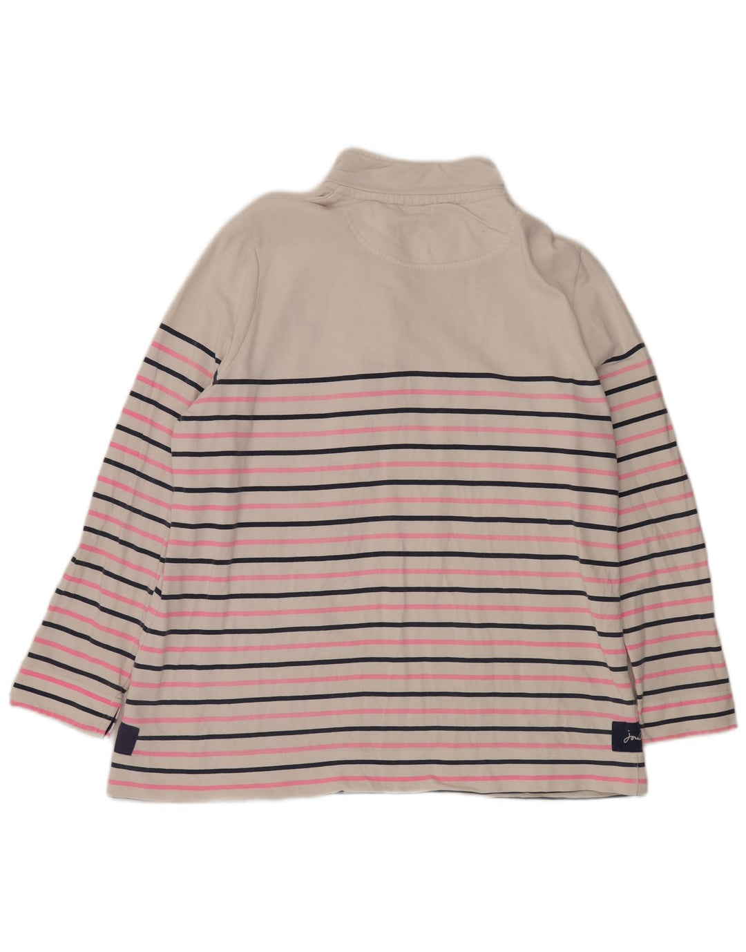 JOULES Sudadera con cuello y botones para mujer UK 20 2XL Blanco a rayas