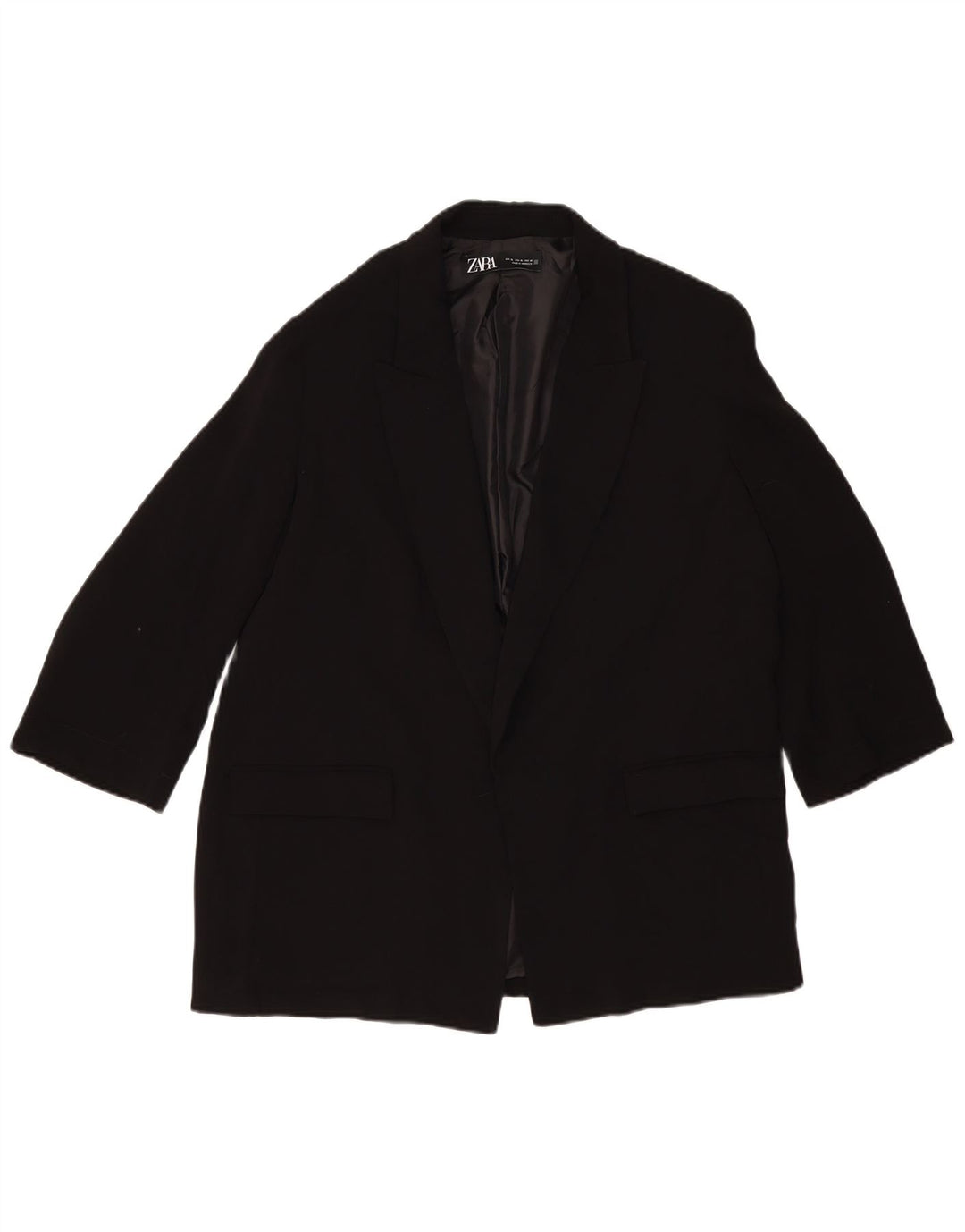 Zara Mujer Chaqueta Americana Abierta UK 40 XL Negro