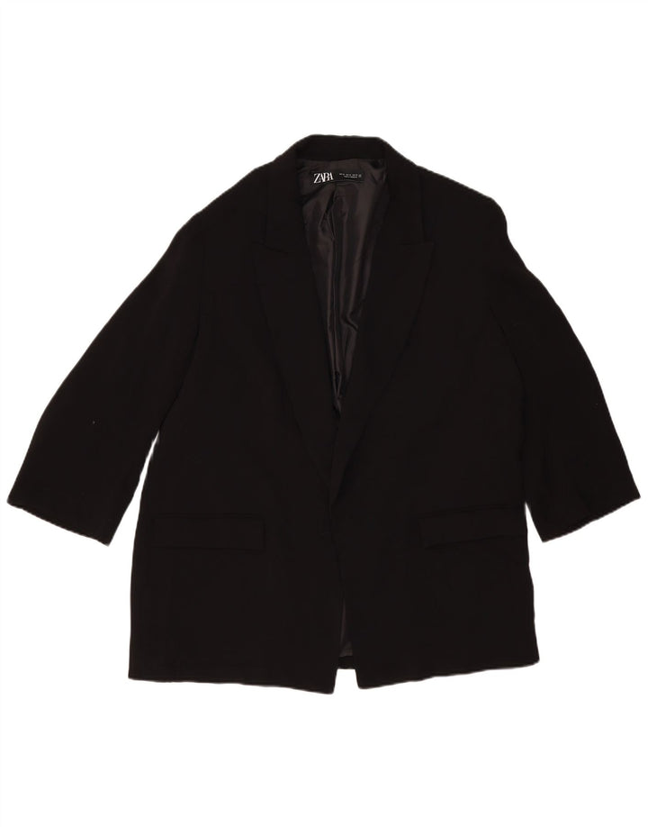 Zara Mujer Chaqueta Americana Abierta UK 40 XL Negro