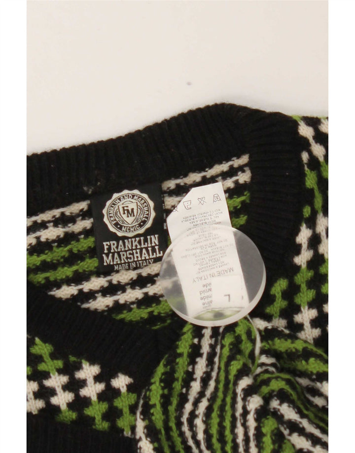 Franklin & Marshall Jersey con Cuello en V para Hombre de Lana a Rayas Verde Grande