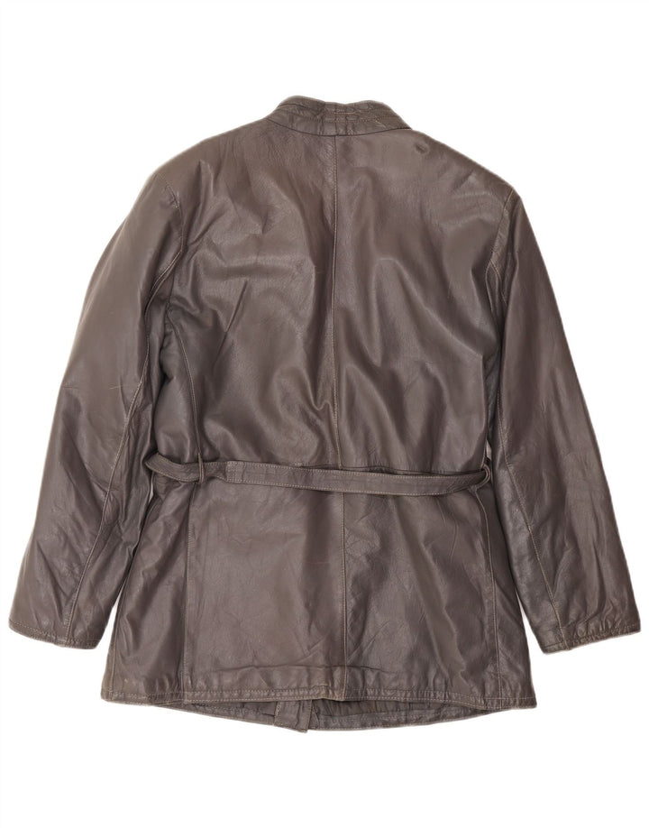 Vintage mujer chaqueta de cuero Reino Unido 16 gris grande