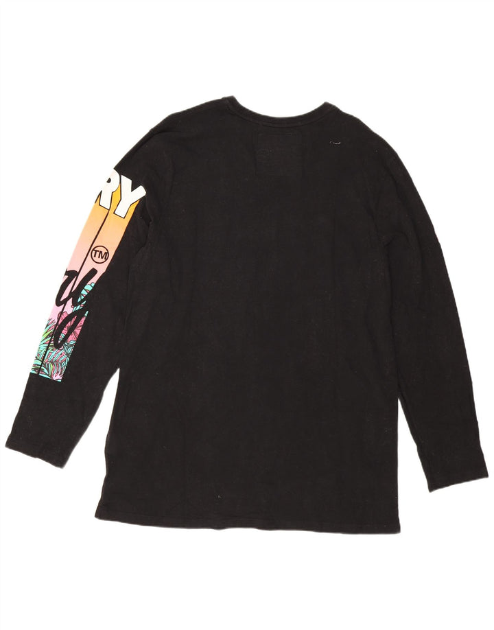 Superdry Mujer Graphic Top Manga Larga UK 40 XL Algodón Negro