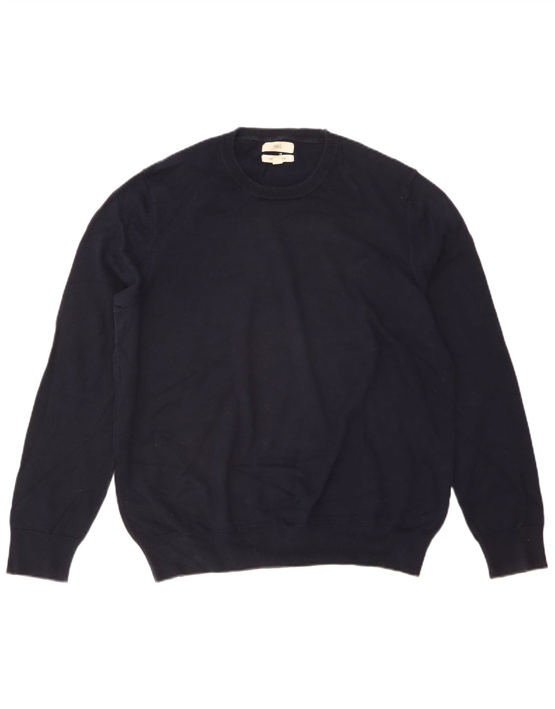 Marks & Spencer Jersey de cuello redondo para hombre XL Algodón azul marino